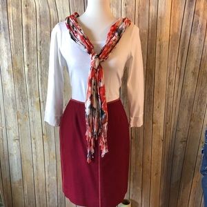 Anthropologie Beth Bowley Burgandy Wool Skirt